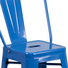 Flash Furniture Commercial Grade 24" High Metal Indoor-Outdoor Counter Height Stool with Back - Blue-Cross Brace under seat provides extra stability
