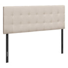 Monarch Specialties 6004Q Queen Size Headboard - Beige Linen-Button-tufted upholstered headboard in a beige linen-look fabric