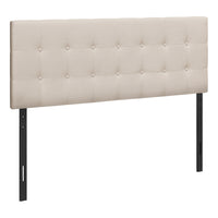 Monarch Specialties 6004Q Queen Size Headboard - Beige Linen-Button-tufted upholstered headboard in a beige linen-look fabric