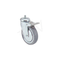 Colson Zinc Plated Caster, 6" (152 Mm), Caster Type: Swivel w/Brake, Wheel Material: Grey Rubber, Mi940 (Y680T-PGB-ST)-Wheel Diameter: 6" (152 mm)
