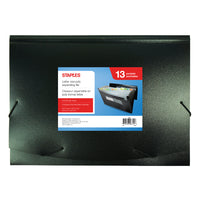 Staples Poly Expanding File - 13-Pocket - Letter Size - Black-Durable polypropylene for heavy-duty use