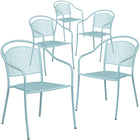 Flash Furniture Chaise de patio bleue ciel en acier pour intérieur et extérieur avec dossier rond, lot de 5-Quantité de pile: 8
