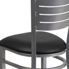 Flash Furniture HERCULES Series Silver Slat Back Metal Restaurant Chair - Black Vinyl Seat-2.5'' Thick Foam Padded Seat