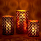 CTG Metallic Laser Cut Candle Holders, Honey Gold, 3 Pack-Durable metal construction, light in weight