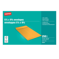 Staples Kraft Catalogue Envelopes with Gummed Flaps - 5-7/8" x 9-5/8" - Brown - 250 Pack-Ideal for mailing catalogues, booklets, brochures and multi-page documents