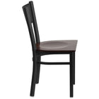 Flash Furniture HERCULES Series Black Grid Back Metal Restaurant Chair - Walnut Wood Seat - 2 Pack-Walnut Finished Wood Seat