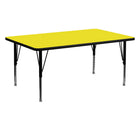 Flash Furniture 24''W x 60''L Rectangle Activity Table with 1.25'' High Pressure Top and Adjustable Pre-School Legs, Yellow-Yellow Laminate
