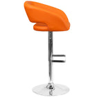 Flash Furniture Contemporary Orange Vinyl Adjustable Height Barstool with Rounded Mid-Back & Chrome Base-Orange Vinyl Upholstery
