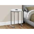Monarch Specialties 2205 Accent Table - 24"H/White Marble-Look/Silver Metal-1 Year Manufacturer Limited for Parts