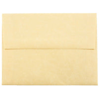 JAM Paper A2 Invitation Envelopes, 4.38 x 5.75, Parchment Antique Gold Yellow Recycled, 100 Pack (55574g)-Antique gold