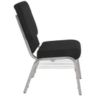 Flash Furniture HERCULES Series 18.5"W Church Chair in Black Fabric with Book Rack - Silver Vein Frame-Black Fabric Upholstery