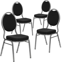 Flash Furniture Black Vinyl Side Reception Chair with Chrome Sled Base - 4 Pack-Set of 4 Multipurpose Banquet Chairs