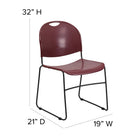Flash Furniture HERCULES Series Burgundy Ultra-Compact Stack Chair with Black Powder Coated Frame-Black Sled Base Frame with non-marring plastic floor glides