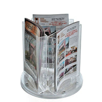 Azar Displays – Porte-documents à deux pans et 3 pochettes modulaire rotatif en polystyrène cristal, 8,38 x 6 po (252318)-Idéal pour les documents imprimés mesurant 9 haut. x 6 larg. (po)