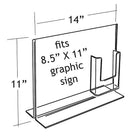 Azar Displays 11" x 14" Vertical Double Sided Stand Up Acrylic Sign Holder, 2 Pack (252053)-Attached brochure holder provides easy distribution of company or product pamphlets and forms