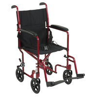 Drive Medical Lightweight Transport Wheelchair, Red, 19" Seat-Red, Aluminum
