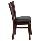 Flash Furniture Darby Series Slat Back Walnut Wood Restaurant Chair - Black Vinyl Seat-Slat Back Design