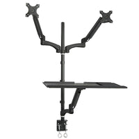 TygerClaw Double Extending Arms Monitor Desk/Sit-Stand Workstation (TYDS10022BLK)-Universal Fit - Innovative desktop PC monitor desk riser that mounts various flat panel LCDs and LED displays from 13" to 27"