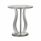 Monarch Specialties 3726 Accent Table - 20"Dia/Brushed Silver/Mirror-Glamourous mirror finish reflects light and adds sparkle to any decor