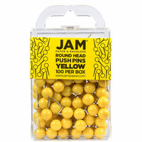 JAM Paper Colorful Push Pins - Round Head Map Thumb Tacks - Yellow - 100 Pack-Color: Yellow