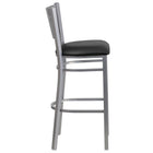 Flash Furniture HERCULES Series Silver Slat Back Metal Restaurant Barstool - Black Vinyl Seat - 2 Pack-Black Vinyl Upholstered Seat