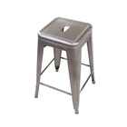 Nicer Furniture Tolix Style Backless Metal Industrial Stack Counter Stool - Gunmetal - 4 Pack-Drain Hole in Seat. Non-Marring Glides. Lightweight Design