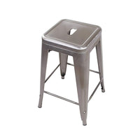 Nicer Furniture Tolix Style Backless Metal Industrial Stack Counter Stool - Gunmetal - 4 Pack-Drain Hole in Seat. Non-Marring Glides. Lightweight Design