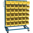 Kleton Mobile Bin Racks, Singled Sided, 36"W. x 16"D. x 52"H., Yellow Bins-All-welded mobile bin rack