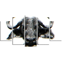 Designart Stare of the Bull Canvas Art Print, 5 Panels, (PT2309-373)-Print