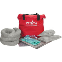 Zenith Safety 10-Gallon Truck Spill Kits, Universal, With Nylon Bag-Contents: 10 Sorbent Pads (15" x 17"), 3 Sorbent Socks (3" x 48"), 2 Sorbent Pillows (8" x 18"), 1 Pair Nitrile Gloves, 2XL (11) , 1 Pair Safety Goggles (One Size), 1 Disposal Bag (26" x 36")