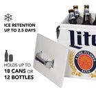 Miller Lite Retro Ice Chest Cooler with Bottle Opener 13 L (14 qt) - White and Blue-Convenient built-in bottle opener