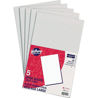 Hilroy Figuring Pad, 8-3/8" x 13-3/4", Wide-Ruled, White, 5 Pack-Glued-top pads feature smooth 16 lb paper and a stiff back