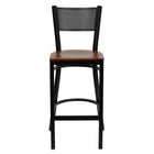 Flash Furniture – Tabouret de bar pour restaurant HERCULES en métal noir, dossier grillagé, assise en cerisier-Tabouret de bar en métal