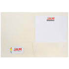 JAM Paper Two Pocket Presentation Folders, Ivory Linen, 12 Pack (19231dg)-2 pocket