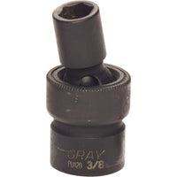Gray Tools 3/8" X 3/8" Drive, 6 Point Standard Length, Universal Joint Socket, Black Impact-Size: 3/8"