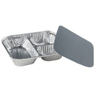 3-Compartment Oblong Hi-Divider Tray with Paper Cover, 200 Pack-Silver