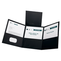 Oxford Tri-Fold Pocket Folders - Letter Size - Black - 20 Pack-Tri-fold design lets you present multiple brochures, papers and reports at a glance
