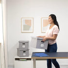 Bankers Box Collapsible Fabric Storage Box with Lid - Gray Hanging File Box with Handle - Letter/Legal - 15” x 12” x 10”-5
