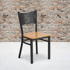 Flash Furniture HERCULES Series Black Coffee Back Metal Restaurant Chair - Natural Wood Seat - 2 Pack-Welded Joint Assembly