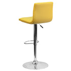Flash Furniture Contemporary Vinyl Adjustable Height Barstool with Horizontal Stitch Back & Chrome Base - Yellow - 2 Pack-Horizontal Line Design Upholstery