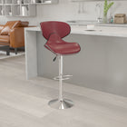 Flash Furniture Contemporary Cozy Mid-Back Burgundy Vinyl Adjustable Height Barstool with Chrome Base-Height Adjustable Seat with Gas Lift