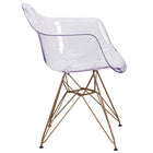 Flash Furniture Allure Series Transparent Side Chair with Gold Base-Transparent Crystal Finish