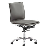 Zuo Meoroxx Armless Office Chair, Grey-Leatherette Grey