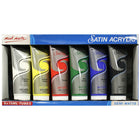 Mont Marte Satin Acrylic Semi-Matte Paint Set - 75ml - 6 Assorted Colours-High viscosity acryllic semi matte paints