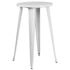 Ensemble de table bar ronde en métal blanc avec 4 tabourets carrés, intérieur/extérieur, 24 po (CH-51080BH-4-30SQST-WH-GG)-Métal