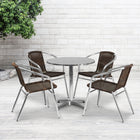 Flash Furniture – Table ronde de 27,5 po en aluminium avec 4 sièges en rotin, intérieur/extérieur (TLH28RD020CHR4)-Pour utilisation commerciale