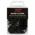 JAM Paper Colored Circular Paper Clips - Black - 2 Packs of 50-Color: Black
