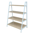 Simply Four Tier Bookcase, Oak And White-Metal frame with wood grain shelves