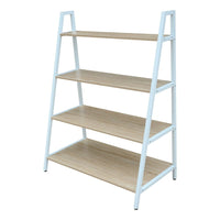 Étagère à quatre tablettes Simply, chêne et blanc-Structure en métal avec étagères au fini bois