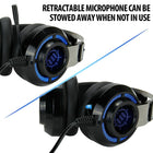 ENHANCE ENSCH7L100BKEW, Gaming Headset w/7.1 Virtual Surround, 7.5" x 4" x 7", Black, 8/4-5 LED COLOURS TO CHOOSE FROM - Pick from 5 LED presets (red, blue, green, yellow and purple) and a COLOUR-cycle mode directly from the in-line controller, allowing you to match your favorite accessories